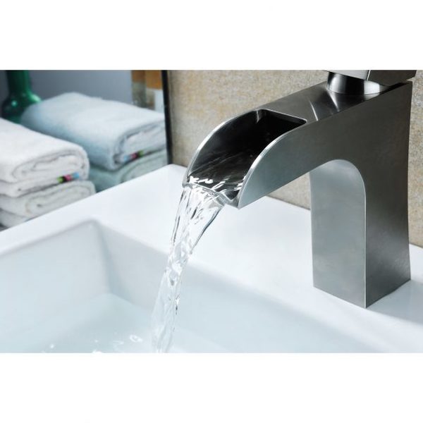 Anzzi Forza Single-Handle Low-Arc Bathroom Faucet, Brushed Nickel L-AZ019BN